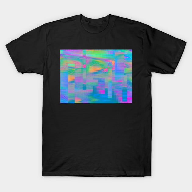 Vaporwave Cyberpunk Rainbow Pixel Glitch Art Pattern T-Shirt by softbluehum